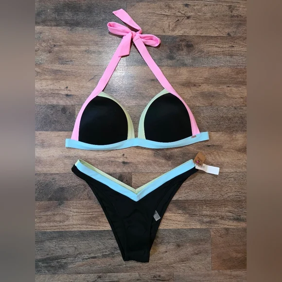 Victoria's Secret PINK Push Up Triangle Padded Bikini Swim Set Size M/XXL - Picture 3 of 9